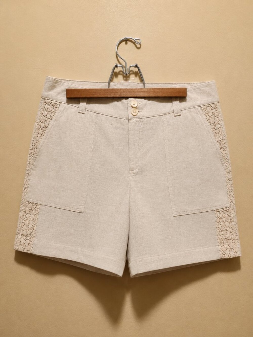 Sundance Linen Blend Lace Trim Shorts Size 8 Boho